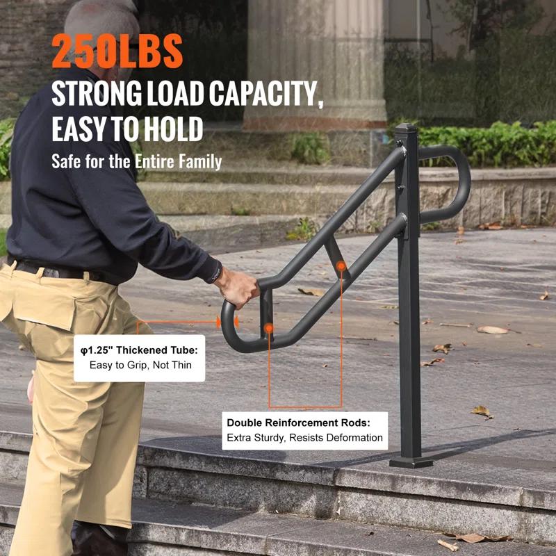 VEVOR VEVOR Single Post Handrail for Outdoor 1-3 Step 40.5" Stair Handrail Floor Mount