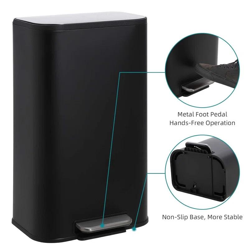 Sangdo Bathroom Trash Can, Small Step Waste Bin with Foot Pedal & Removable Inner Bucket
