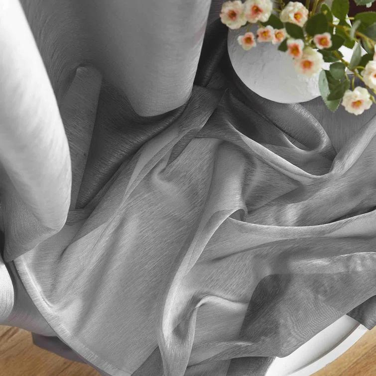 Ebern Designs Lauren Polyester Semi Sheer Curtain Pair (Set of 2)