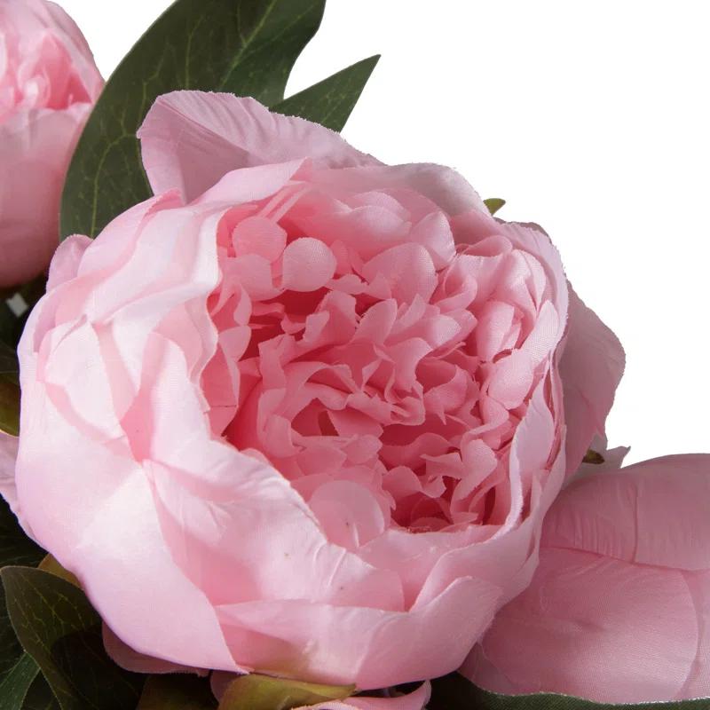 Primrue 23" Artificial Brush Pink Peony Spray with 6 Flowers