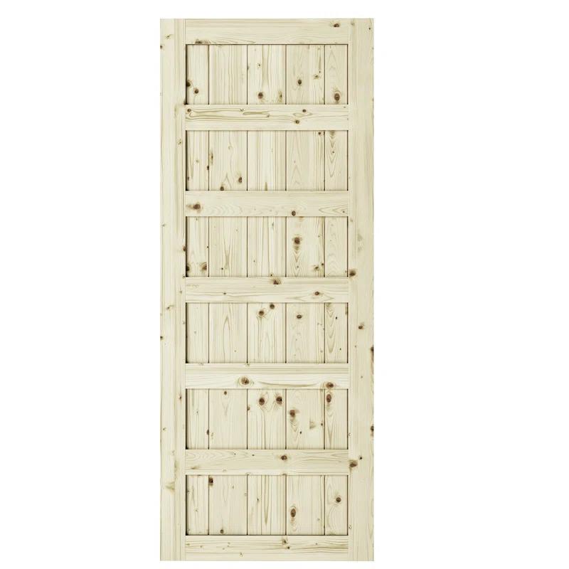 Renin Shaker 84'' Solid Wood Paneled Unfinished without Installation Hardware Kit Barn Door