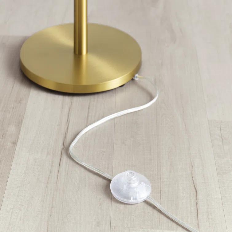 Monroe Burnished Brass and Coral Floor Lamp with White Linen Shade