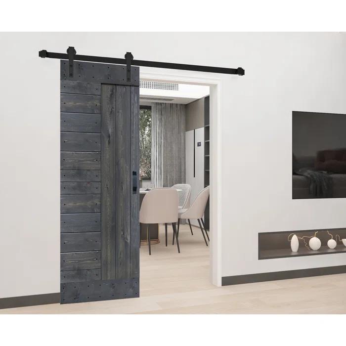 IsLife L Series Paneled Solid Wood Sliding Barn Door with Installation Hardware Kit -Assembly Needed