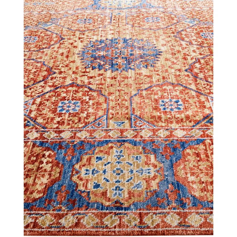 Solo Rugs One-of-a-Kind Rectangle 8'1" X 10'3" New Age Wool Area Rug Rust/Blue