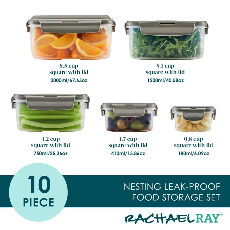 Gray BPA-Free Leak-Proof Nestable Food Storage Container Set