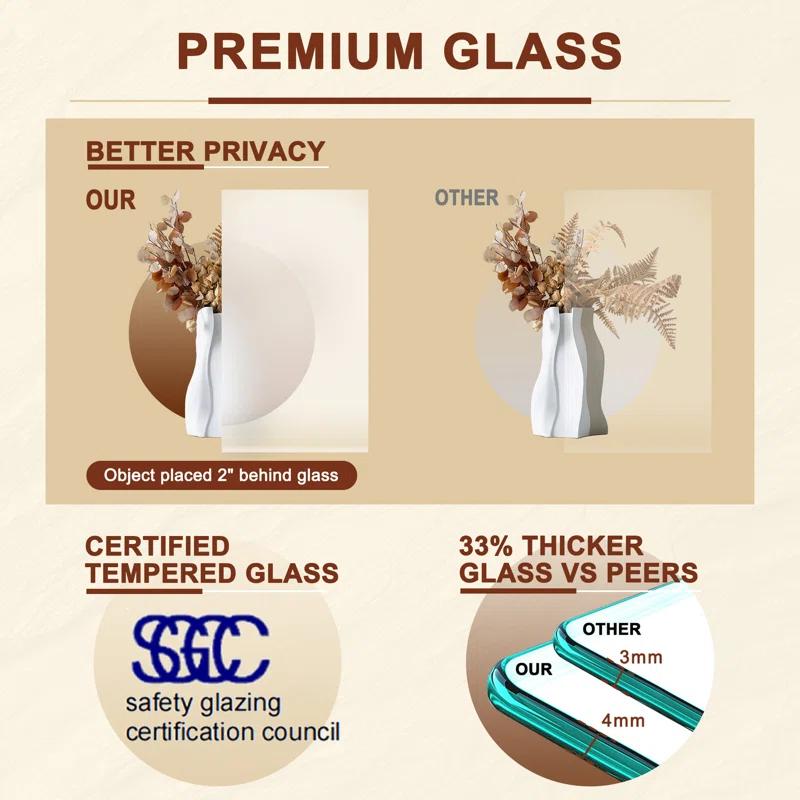 Home Worthy Frosted Glass Solid Manufactured Wood Painted Sliding Barn Door with Nickel-Hardware Kit(No Assembly Required)