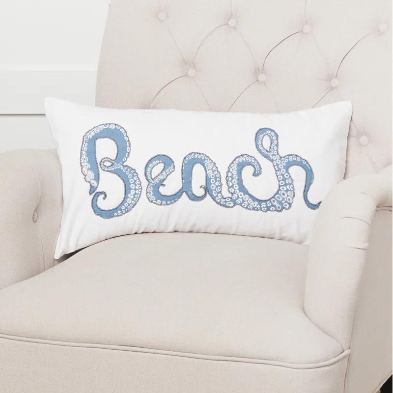 C&F Home Octopus Beach Printed and Beaded Throw Pillow