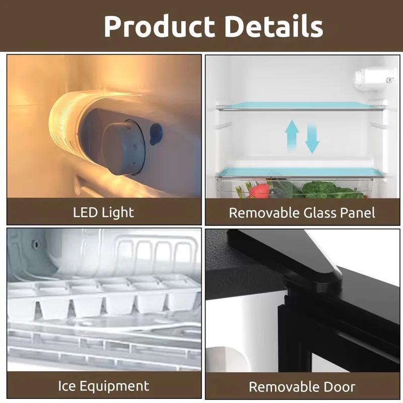 BANGSON 3.2 CU.FT, 2 Door Small Refrigerator with Freezer