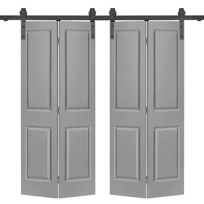 Calhome Paneled MDF Composite Double Bifold Barn Doors with Installation Hardware Kit