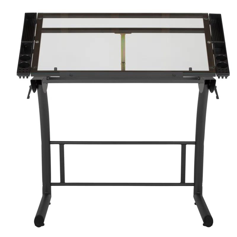 Inbox Zero Cournoyer Glass Drafting Table