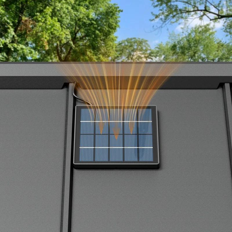 Sunjoy Sunjoy Wooden Grill Gazebo with Solar Power, 8 x 12 ft. Hardtop Gazebo for Year-Round Grilling, Outdoor Cedar Frame Cooking Shelter with Decorative Fence for Backyard BBQs Party