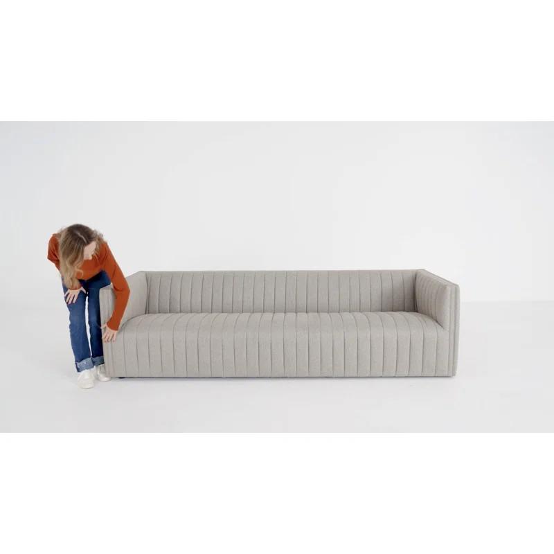 Surrey Auburn Tufted Leather Stationary Sofa 97"