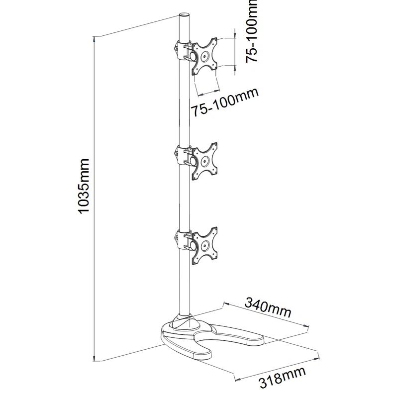 Vivo Triple Vertical Monitor Desk Stand
