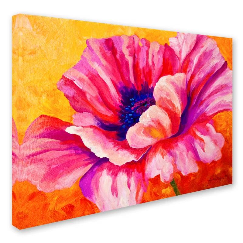 Trademark Fine Art Marion Rose " Pink Poppy " by Marion Rose Painting Print