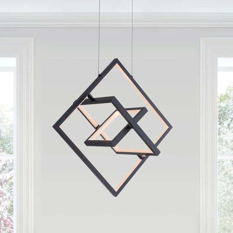 SIMPOL HOME Modern LED Pendant Light, Contemporary Dimmable Light, Adjustable Black Square Cube Ceiling light
