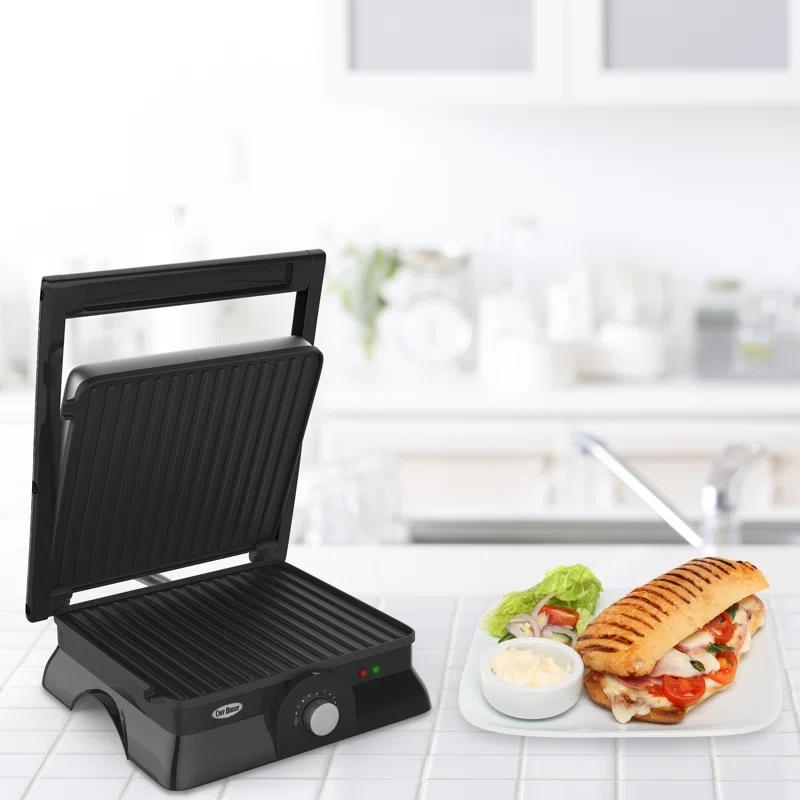Chef Buddy Panini Press Indoor Electric Grill - 1400-Watt Gourmet Sandwich Maker with Nonstick Plates