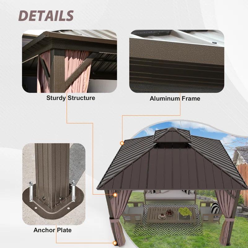 EAGLE PEAK Outdoor Aluminum Frame Hardtop Patio Gazebo
