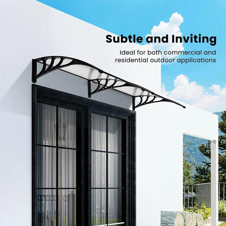 VIVOHOME VIVOHOME Plastic Clear/Black Cover Retractable Door/Window Awning