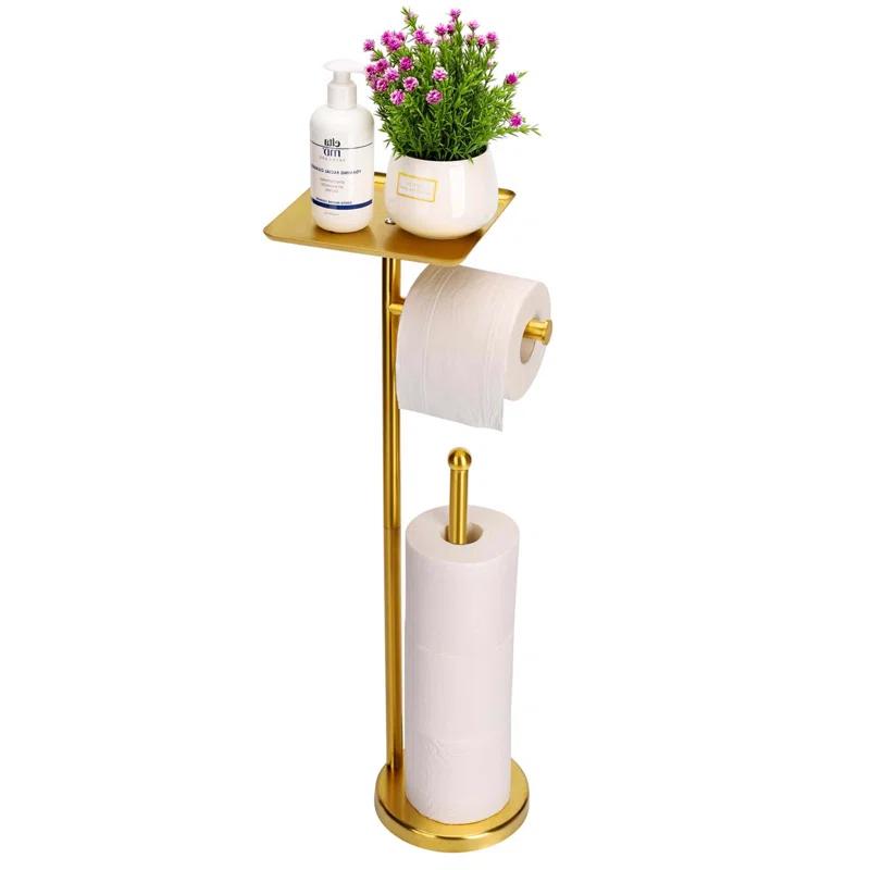 FLOORING CENTER LLC AToiletHolderC1 Freestanding Toilet Paper Stand With Tray