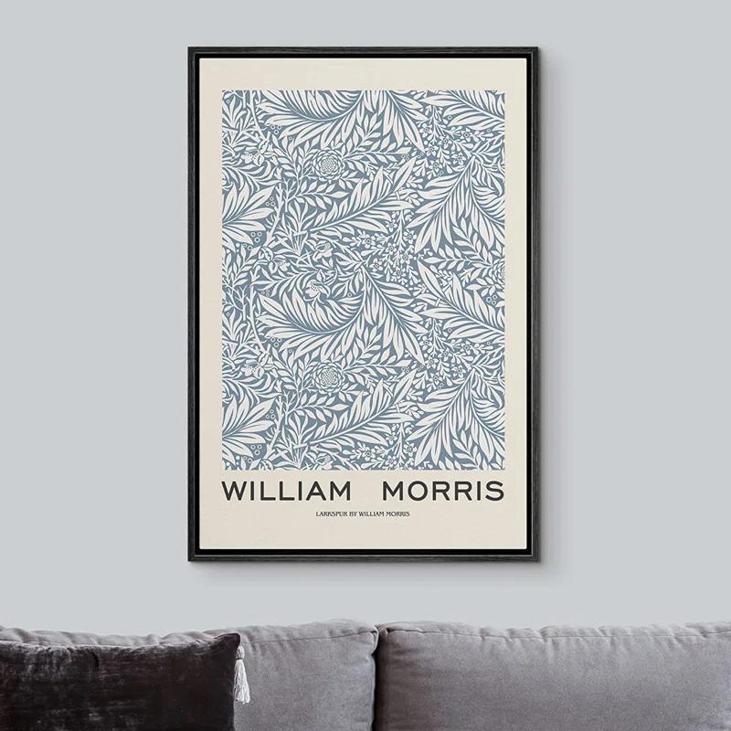 IDEA4WALL Classical Artwork " Idea4wall Canvas Print Wall Art Larkspur Floral Flower Pattern By William Morris Historic Cultural Illustrations Fine Art Colorful Retro For Living Room, Bedroom, Office. " by William Morris