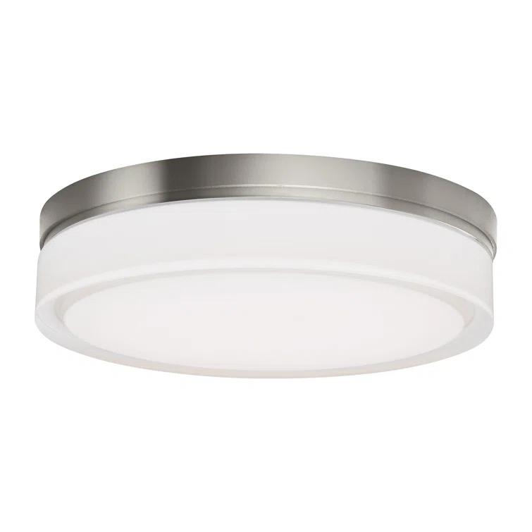 Satin Nickel Elegance LED Flush Mount with Pressed Glass Shade
