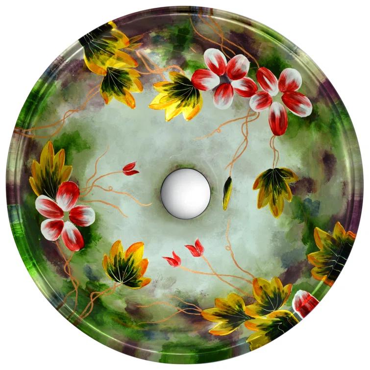 ANZZI ANZZI Impasto 15.5'' Green Tempered Glass Circular Bathroom Sink with Faucet LS-AZ217