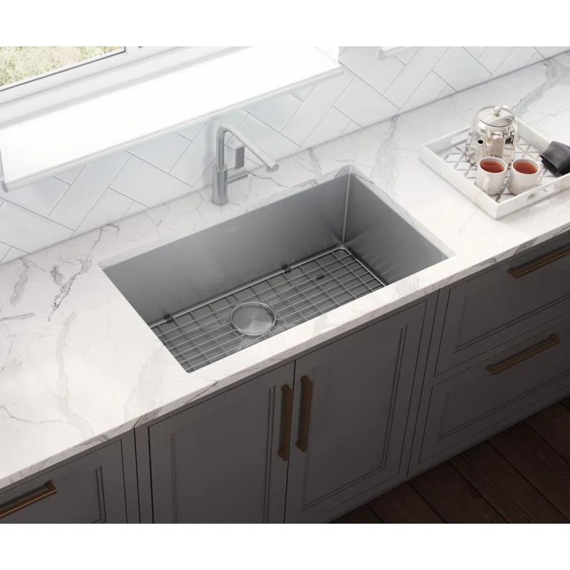 Ruvati RVH7250 Ruvati 28-inch Undermount 16 Gauge Stainless Steel Kitchen Sink Rounded Corners Single Bowl