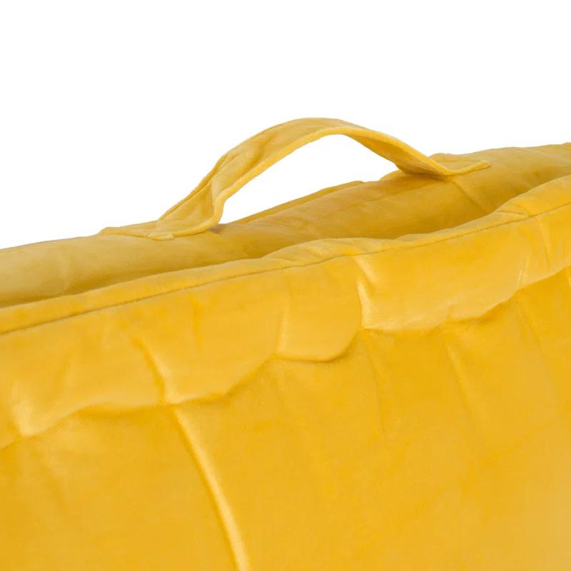 Yellow Tufted Square Floor Pillow with Polyfill