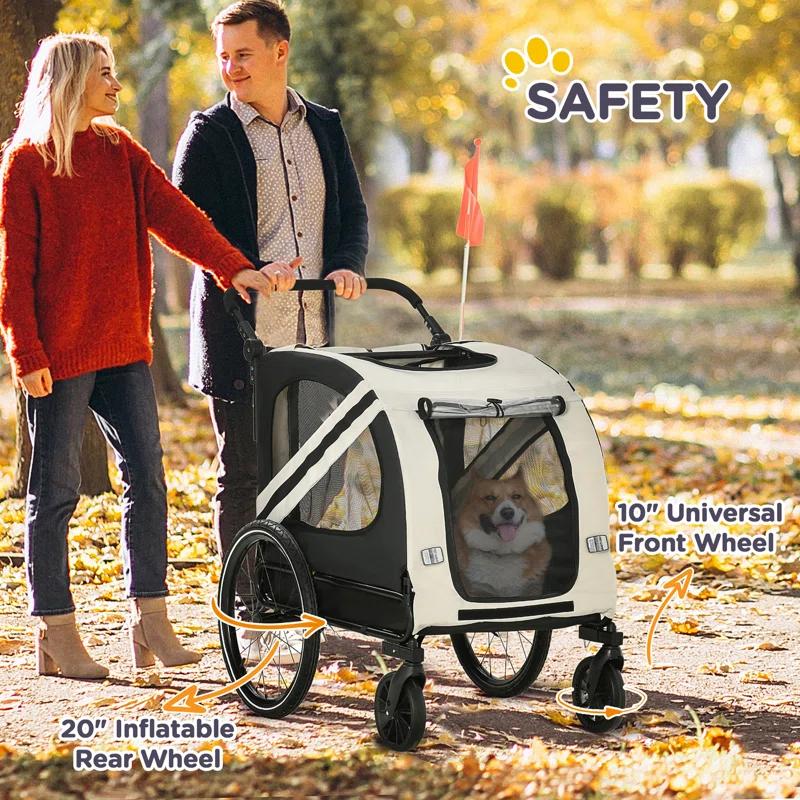 Aosom Foldable Pet Jogger Stroller with Detachable Carrier