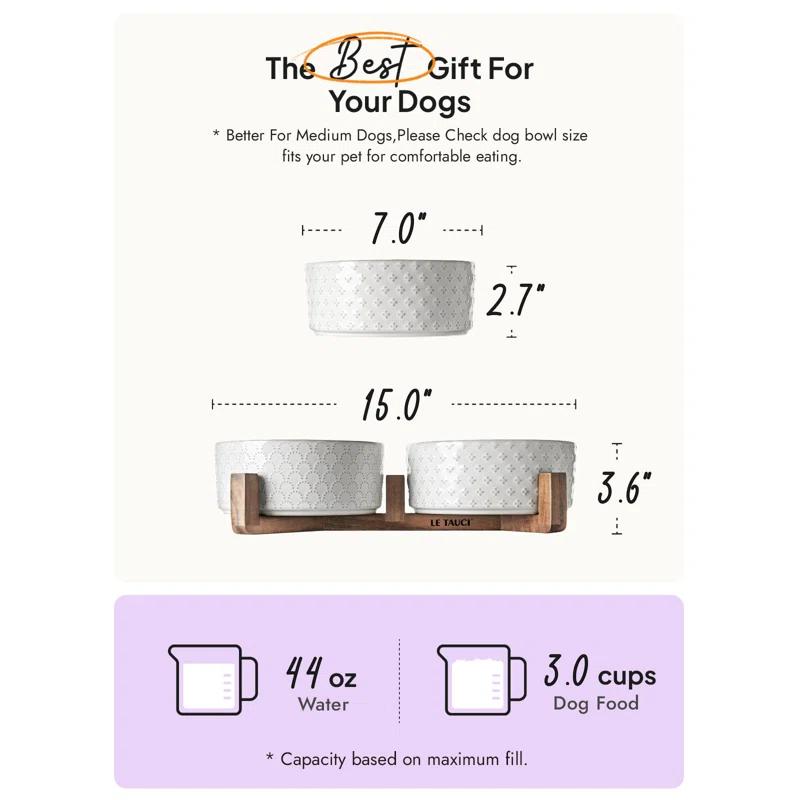 7 Inches Dog Food and Water Bowl