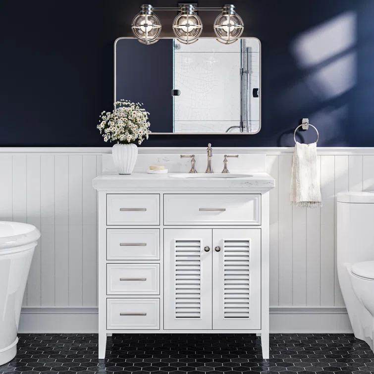 Ariel D036srcqovo Kensington 36" Free Standing Single Basin Vanity Set - White / Carrara