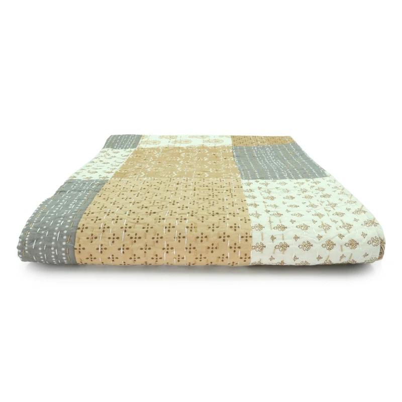 Rajani Home Advika Handmade Kantha Cotton Throw Blanket