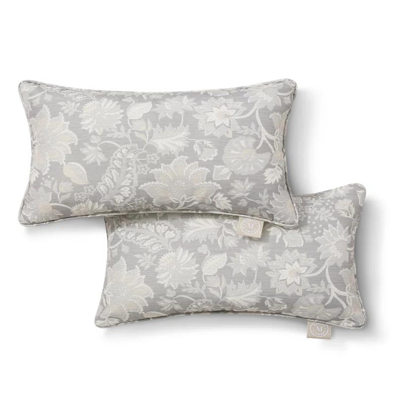 Martha Stewart MARTHA STEWART Distressed Jacobean Indoor Outdoor Lumbar Pillow 2-Pack Set, 18" (Set of 2)