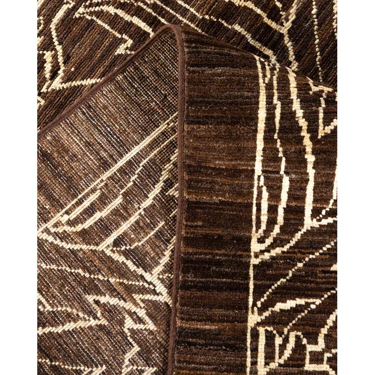 Ivory Stripe Hand-Knotted Wool Area Rug 10' x 14'