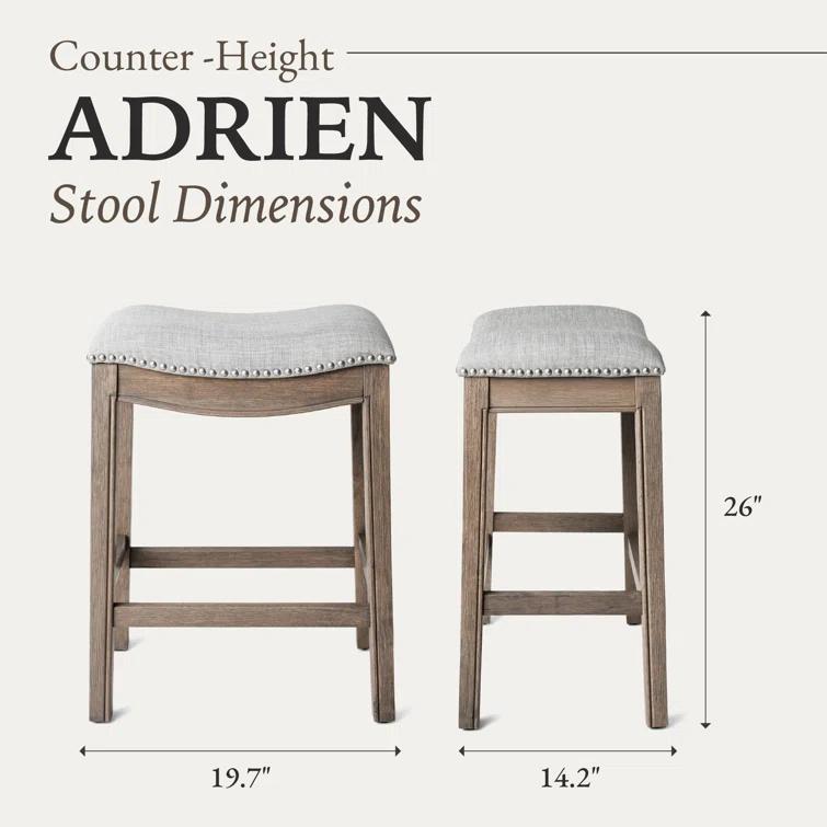 Maven Lane Maven Lane Adrien Backless Saddle Kitchen Stool with Fabric Upholstery