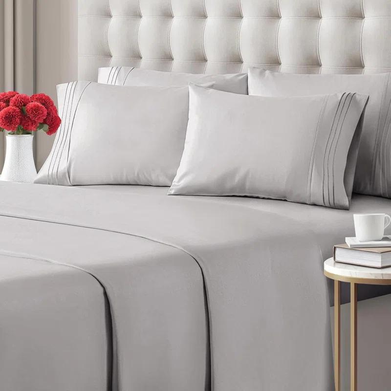 CGK Linens 6 Piece Soft & Cooling Solid Sheet Set - Wrinkle Free Luxury Bed Sheets