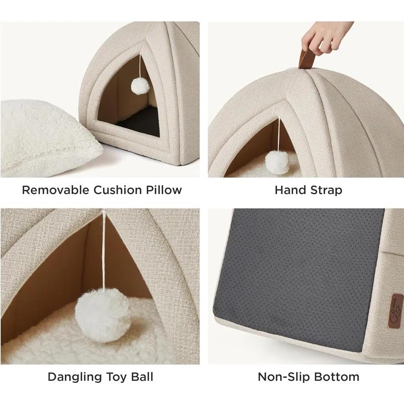 Tucker Murphy Pet™ The Cat Beds for Indoor Cats - 2 in 1 Cat Cave for Kittens and Small Pets, Cat Hideaway with Non-Slip Bottom,16 inches