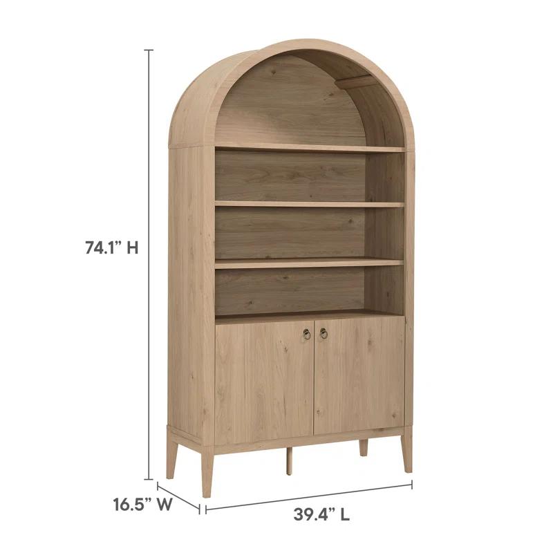 Modway Nolan 74" Tall Arched Storage Display Cabinet Bookshelf