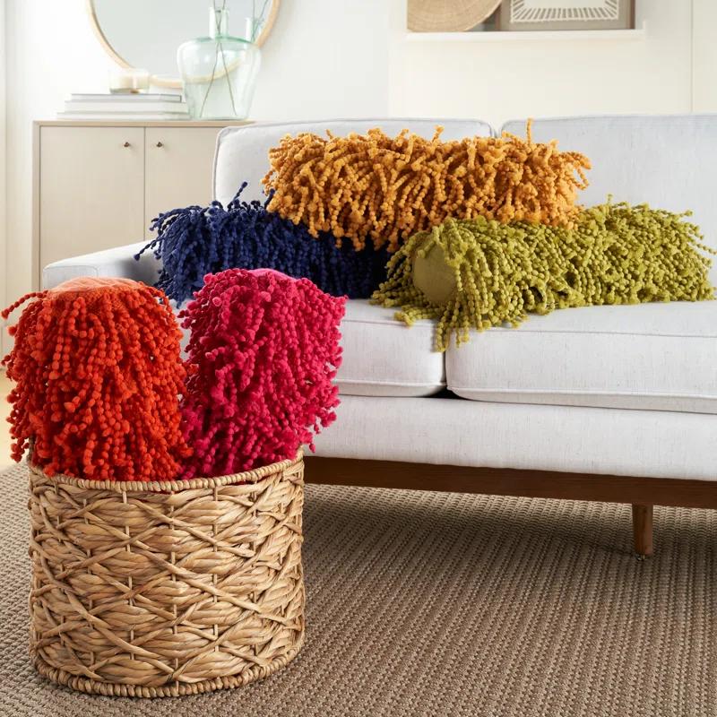 Mina Victory DC059-005020 Fringed Cotton Blend Reversible Throw Pillow