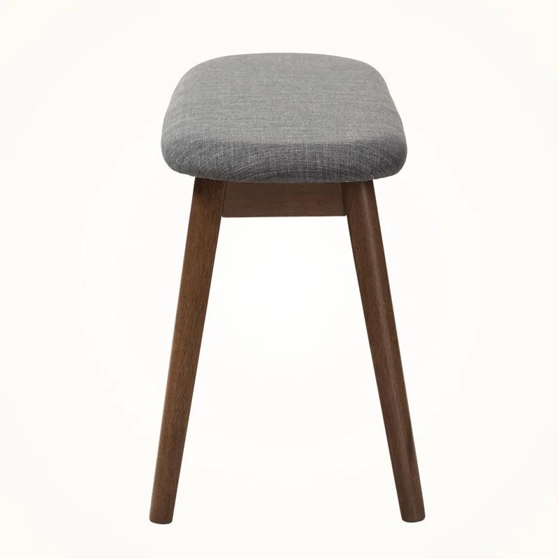 George Oliver Echoes Mid-Century Modern Bench with Dark Grey Fabric Upholstery and Walnut Finish