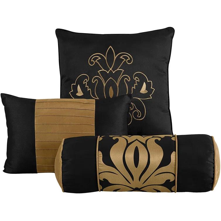 Chezmoi Collection Royale Jacquard Floral 7 Piece Comforter Set