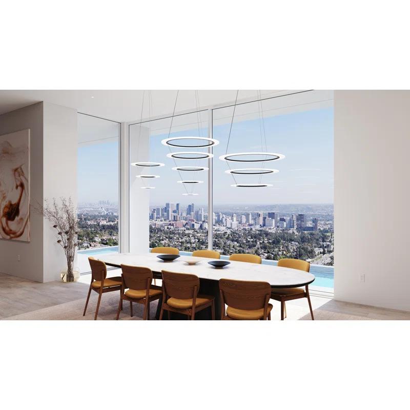 Arctic Rings 3 - Light Acrylic Dimmable LED Tiered Chandelier