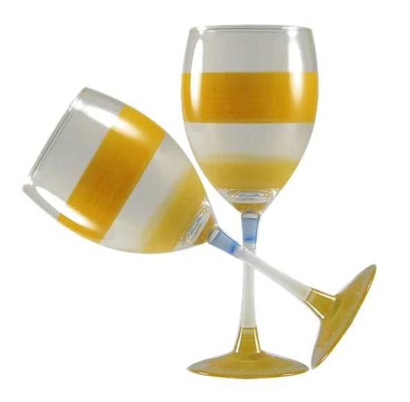 Golden Hill Studio Cottage Retro Stripe 11oz. Wine Glass Set (Set of 2)