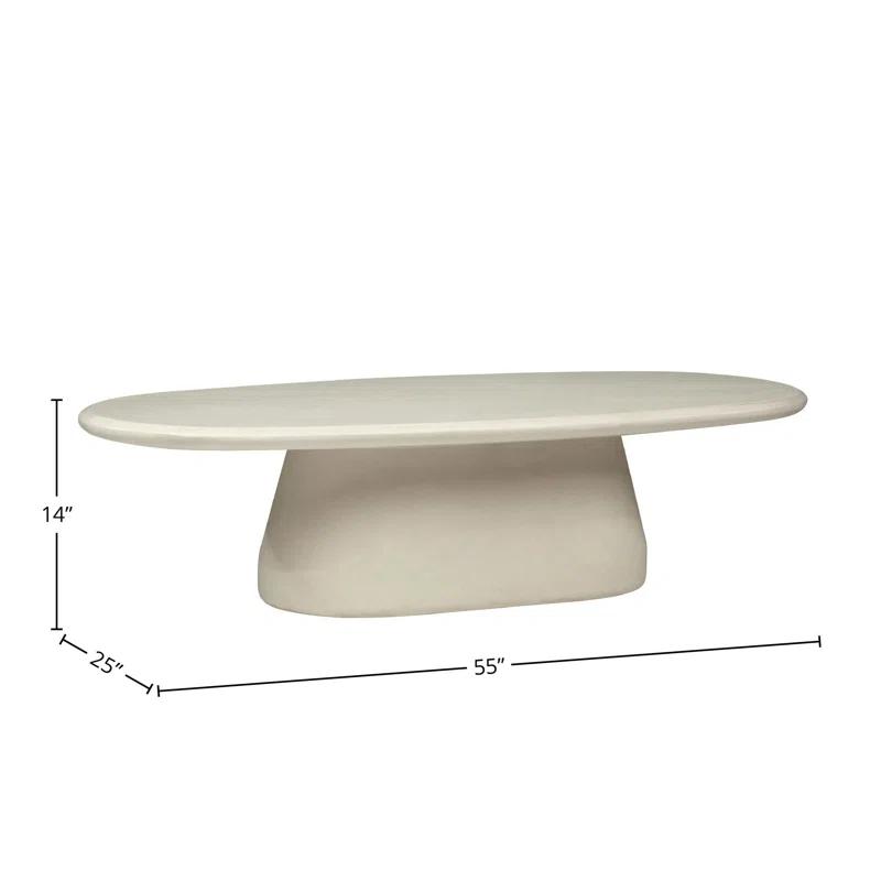 Avry 55'' White Stone Oval Outdoor Coffee Table