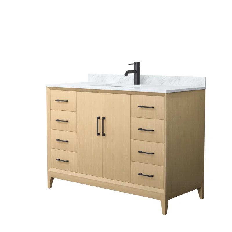 Wyndham Collection Janna 48" Freestanding Single Bathroom Vanity with Marble Top