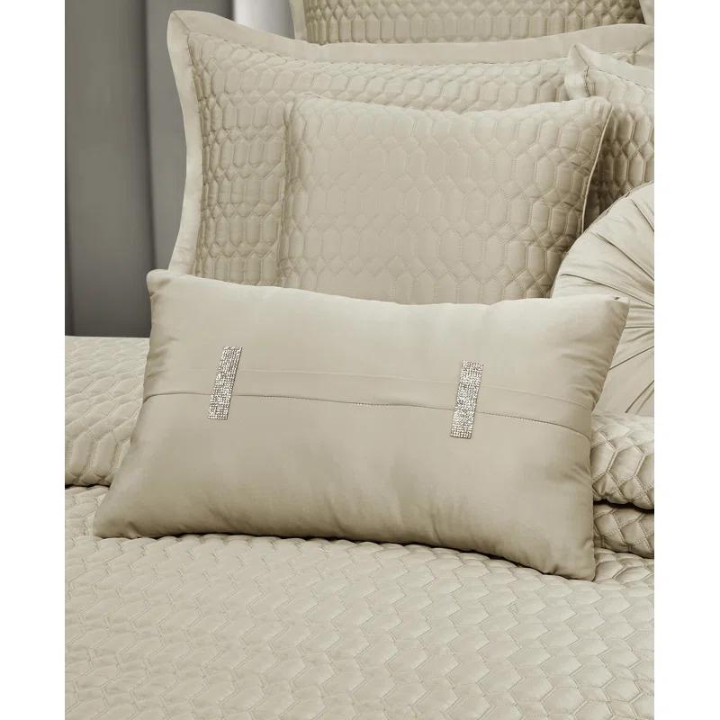 Pebble Satin Quilted Boudoir Decorative Throw Pillow