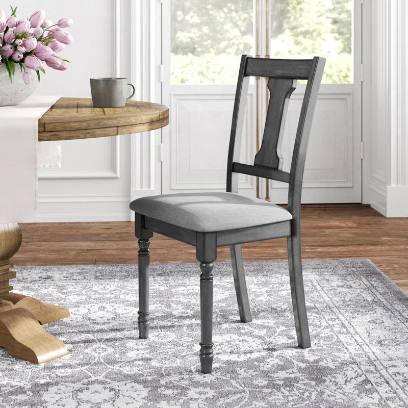 Willow Slat Back Turned Leg Upholstered Side Chair