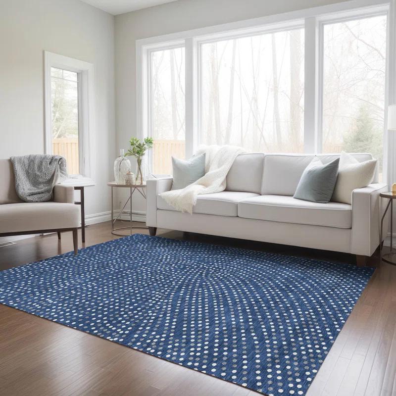 Machine Washable Indoor/Outdoor Chayden ACN1021 Navy Rug