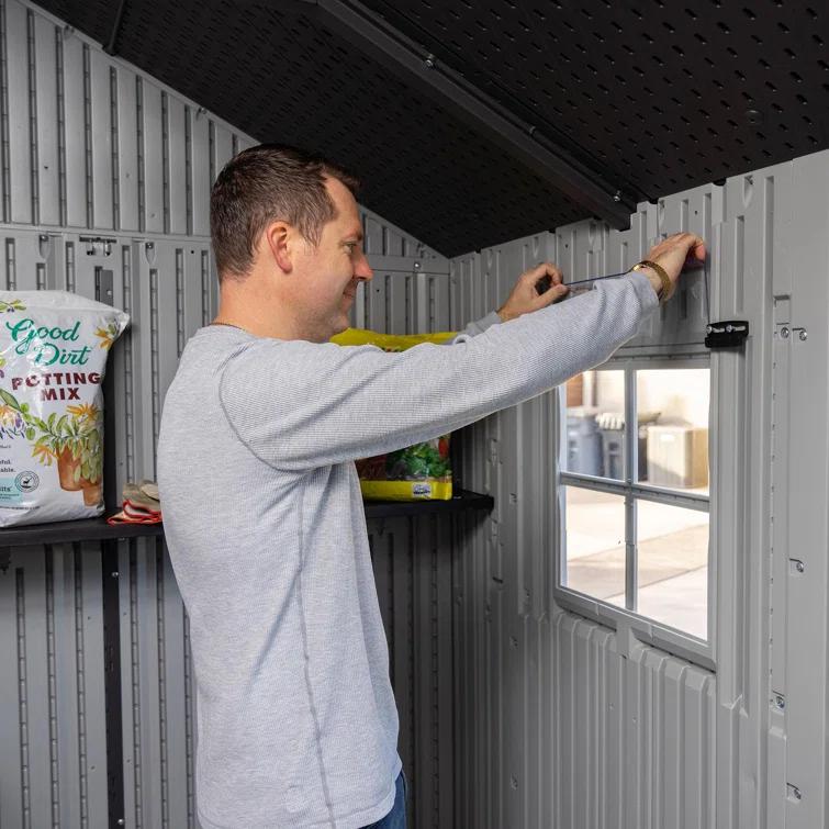 Lifetime 15 Ft. x 8 Ft. High-Density Polyethylene Outdoor Storage Shed with Steel-Reinforced Construction & Reviews | Wayfair