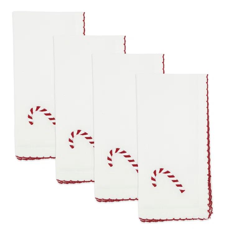 Winter Wonderland Whip Stitch Candy Cane Napkin (Set Of 4) (Set of 4)